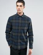 Celio Long Sleeve Regular Fit Shirt In Brushed Check - Green
