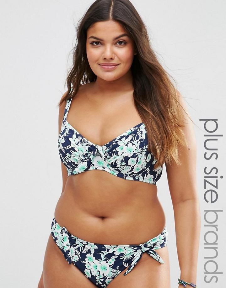 Marie Meili Belize Curves Bikini Top - Dark Denim Floral