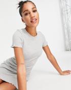 Brave Soul Mandy Ribbed Mini T-shirt Dress-grey