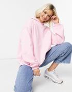 Daisy Street Oversized Hoodie With Yin Yang Embroidery In Pastel-pink