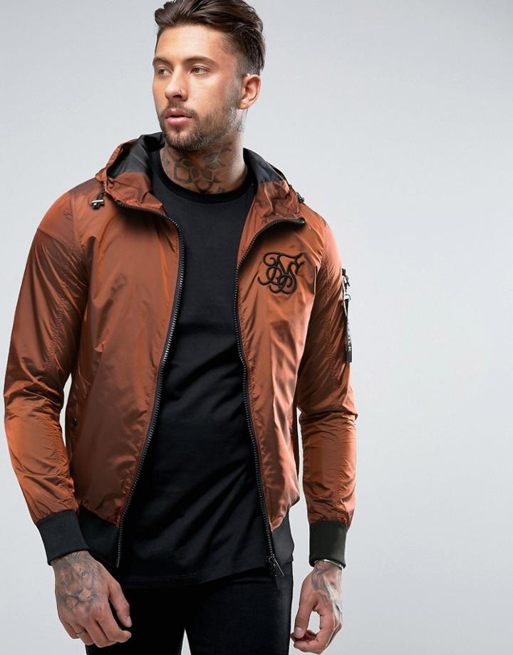Siksilk Metallic Bomber Jacket In Orange - Orange
