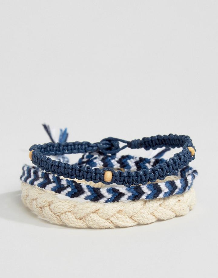 Icon Brand Woven Bracelet Pack In Blue - Blue