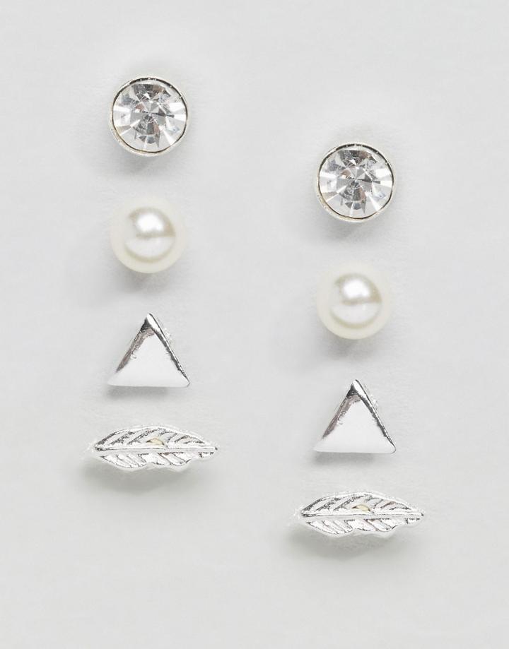Johnny Loves Rosie Feather Multipack Earrings - Silver