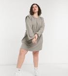 Only Curve Jersey Mini Dress With Strong Shoulder In Gray-multi
