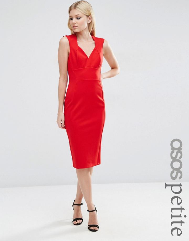 Asos Petite Contour Pencil Dress In Ponte - Red
