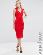 Asos Petite Contour Pencil Dress In Ponte - Red
