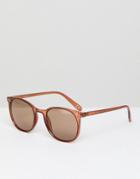 Asos Square Sunglasses In Crystal Brown With Brown Lens - Brown