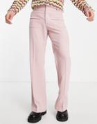 Asos Design Smart Flared Pants With Front Pockets In Pink