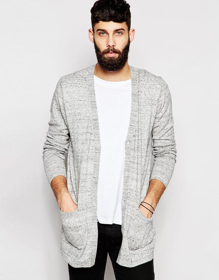 Asos Longline Cardigan - Gray Nep