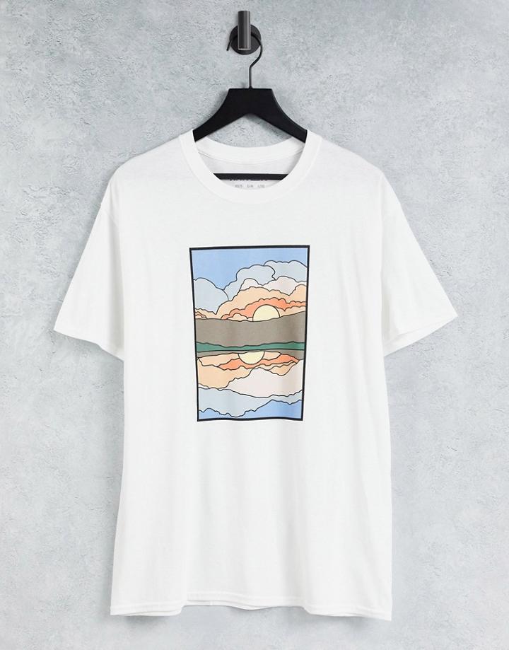 Hnr Ldn Mirrored Sunset Backprint Short Sleeve T-shirt-white