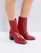 Vagabond Luna Red Leather High Cut Boots - Red