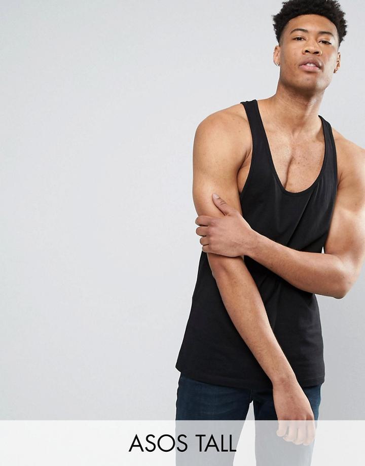 Asos Tall Tank With Extreme Racer Back In Black - Black
