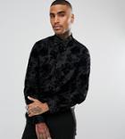 Noose & Monkey Skinny Smart Shirt With Flocking - Black