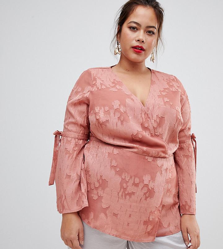Lovedrobe Wrap Front Blouse In Rose - Red