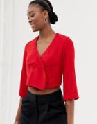 New Look Shirt With Buttons In Red - Red