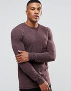 Asos Linen Mix Muscle Long Sleeve T-shirt With Pocket In Oxblood - Red