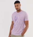 Asos Design Tall Organic Cotton Relaxed T-shirt In Organic Cotton With Sketch Skull Print-purple