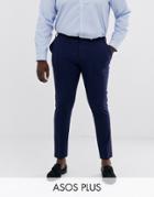 Asos Design Plus Super Skinny Fit Suit Pants In Navy - Navy