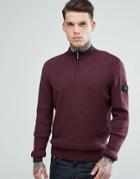 Ben Sherman Zipped High Neck Sweater - Red