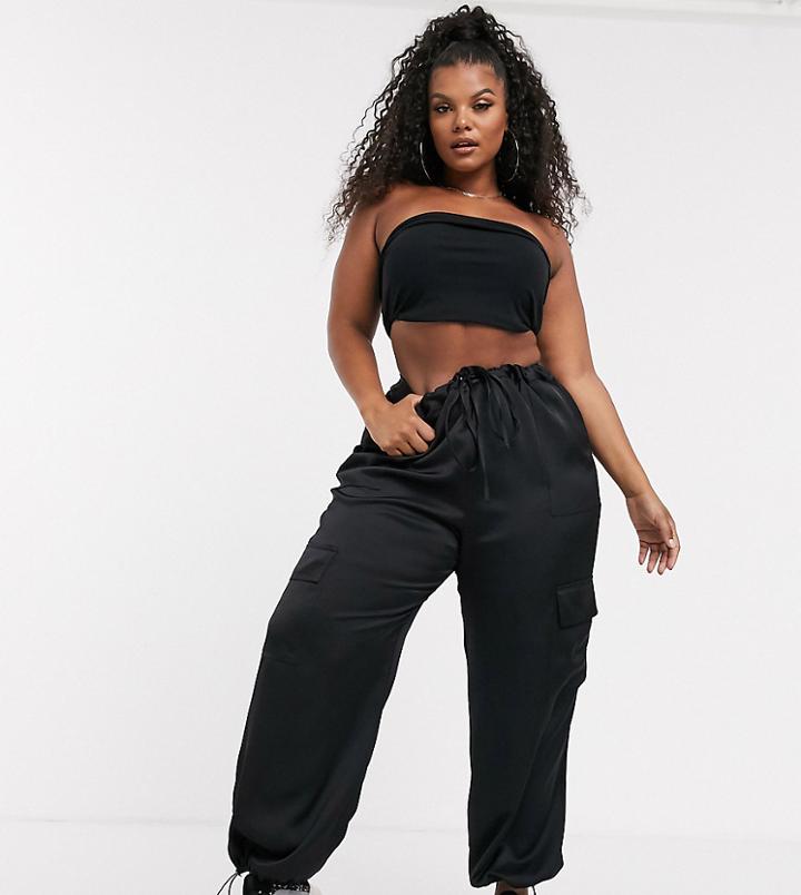 Asos Design Curve Pocket Detail Utility Pants - Black