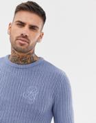 River Island Ribbed Crew Neck Sweater In Light Blue - Blue