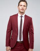 Selected Homme Super Skinny Suit Jacket In Burgundy - Red