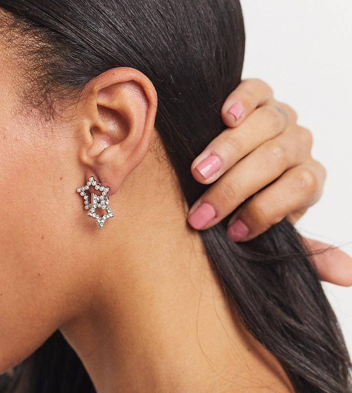 True Decadence Exclusive Stud Earrings In Crystal Stars-silver