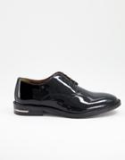 Walk London Oliver Derby Shoes In Patent Black Leather
