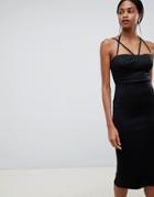 Asos Design 90s Strappy Midi Bodycon Dress - Black
