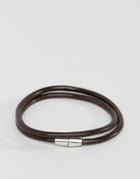 Jack & Jones Leather Wrap Bracelet In Brown - Brown