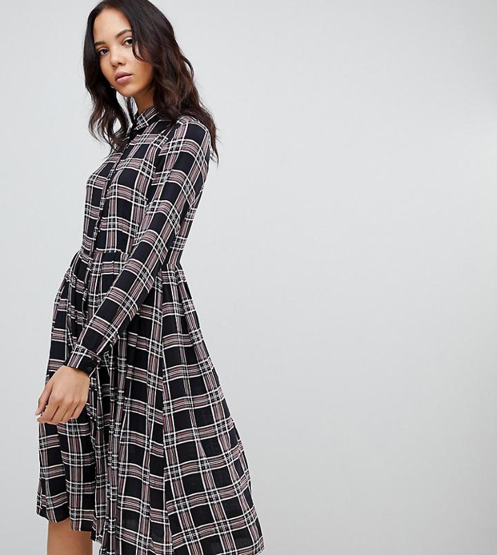 Glamorous Tall Midi Shirt Dress In Check-black