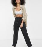 Asos Design Tall Oversized Sweatpants In Acid Wash In Washed Black