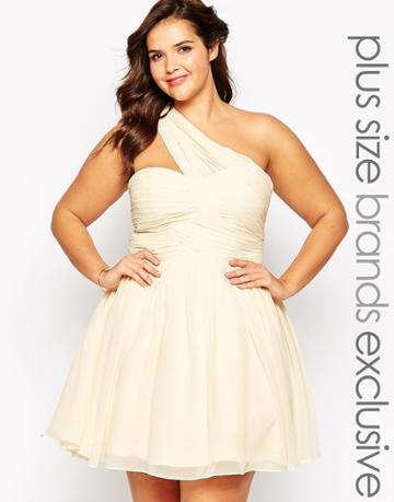 Forever Unique One Shoulder Prom Dress - Ivory