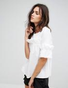 Ax Paris White Top With Ruched Detail - Cream