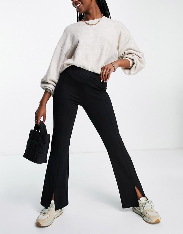 Jdy Split Hem Flared Pants In Black