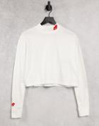 Nike Long Sleeve T-shirt In White With Mock Roll Neck And Swoosh Kiss Logo