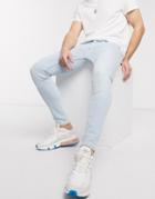 Topman Organic Cotton Blend Spray On Jeans In Bleach Blue-blues
