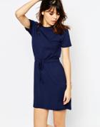 Asos Drawstring Waist T-shirt Dress - Navy