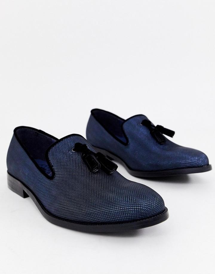 Burton Glitter Loafers With Tassels In Dark Blue - Black