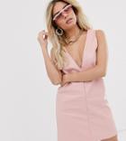 Unique21 Sleeveless Shift Dress In Faux Leather - Pink