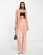 River Island Pleated Wide Leg Tailored Pants In Light Pink - Part Of A Set-white