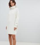 Micha Lounge Relaxed Sweater Dress With Roll Neck - Cream