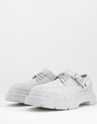 Asos Design Chunky Lace Up Derby Shoe With Strap Detail-gray