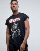 Asos Misfits Oversized Longline Band T-shirt - Black