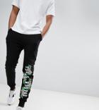 Asos Design Tall Skinny Joggers With Floral Print - Black