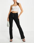 Asos Design Stretch Flare Jeans With Lace-up In Black