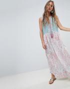Aratta Smock Dress With Crochet Top And Embelishment In Paisley - Multi