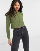 Emory Park Crop Utility Shirt With Pockets-green