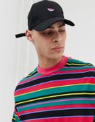 Asos Design Baseball Cap In Black With Watermelon Embroidery - Black