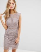 New Look Cutwork Lace Shift Dress - Gray